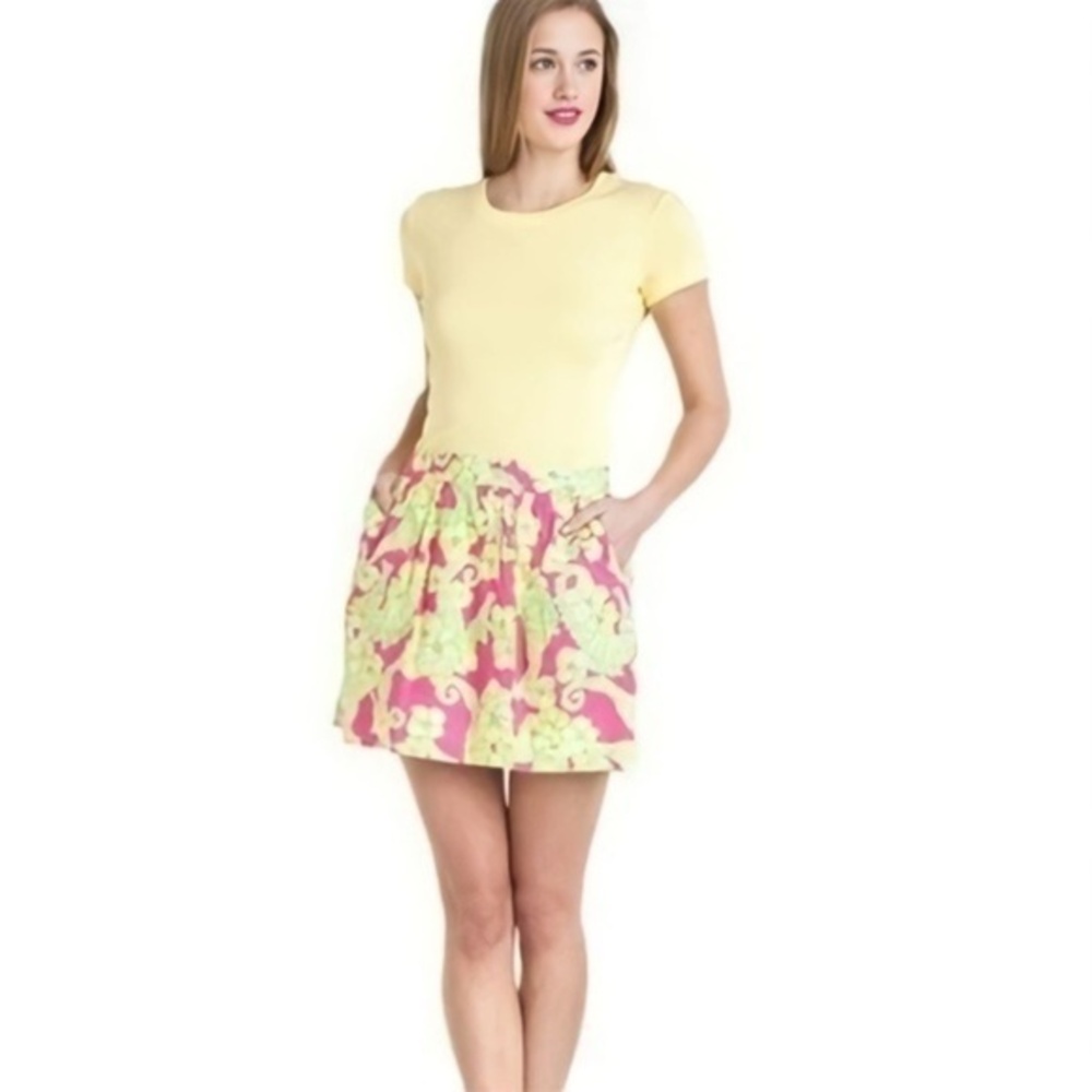 Lilly Pulitzer Whitley Skirt in Pink/Yellow/Green ‘Daiquiri Pin Floater’ Size 8